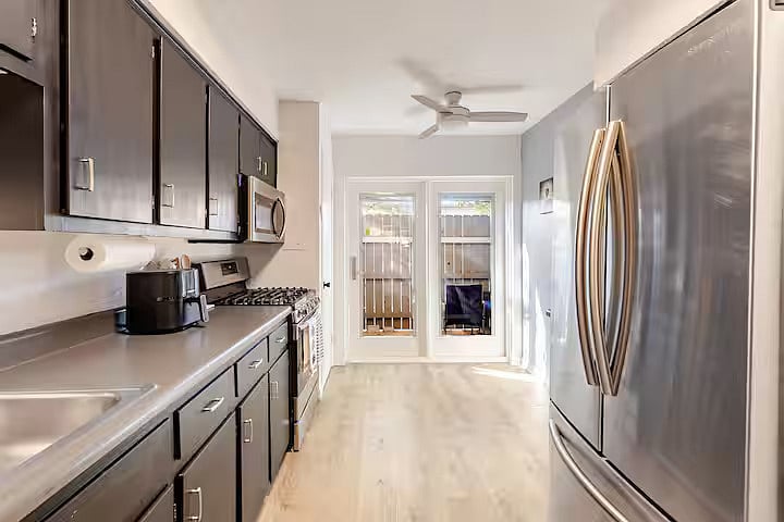 Kitchen facing out to patio