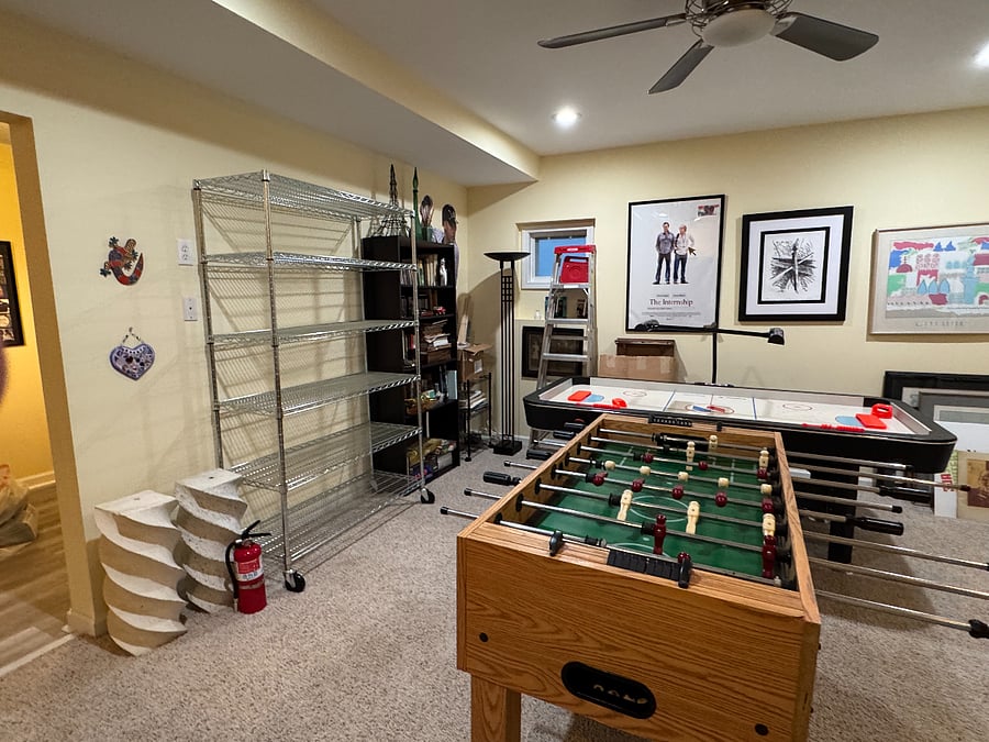 Game Room with Foosball table and Air Hockey table