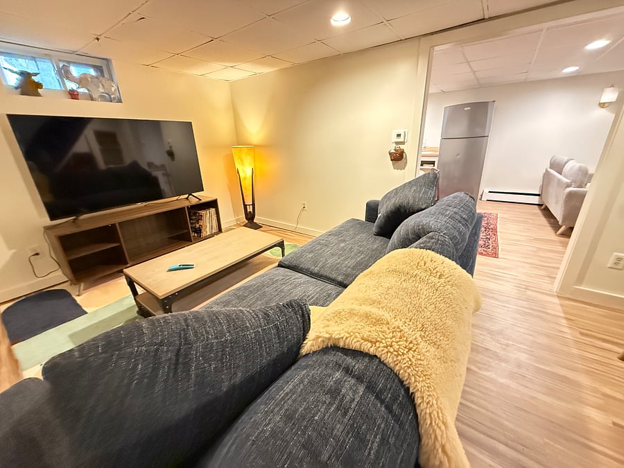 Larger Family room with smart TV.