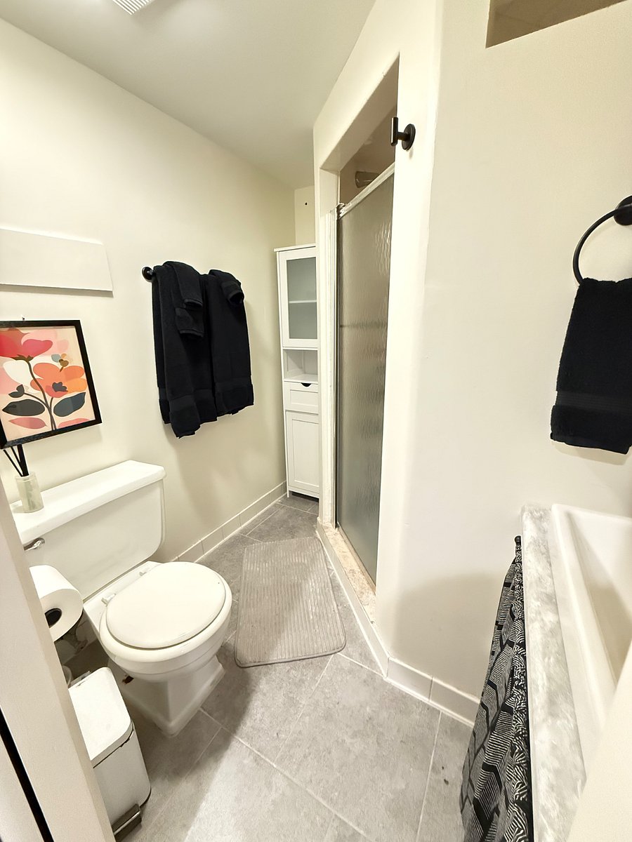 Full private bathroom. Generous shower with two showerheads.