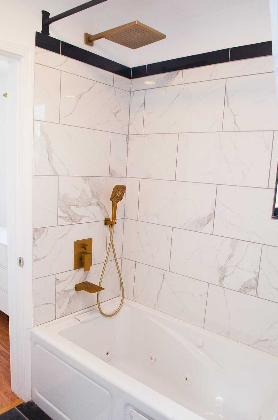 Upstairs bathroom with whirlpool tub and shower