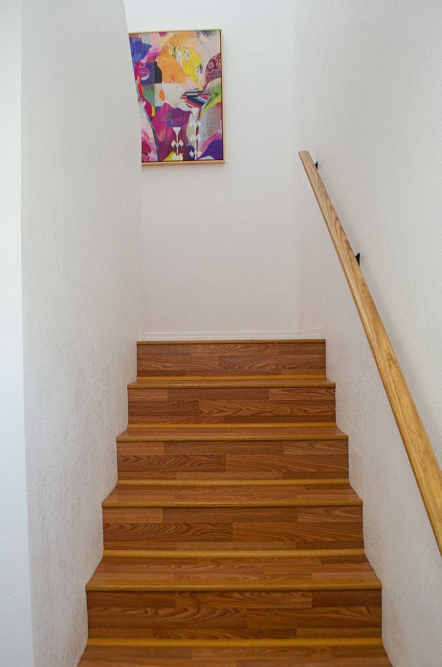 Stairs to upstairs bedroom and bathroom