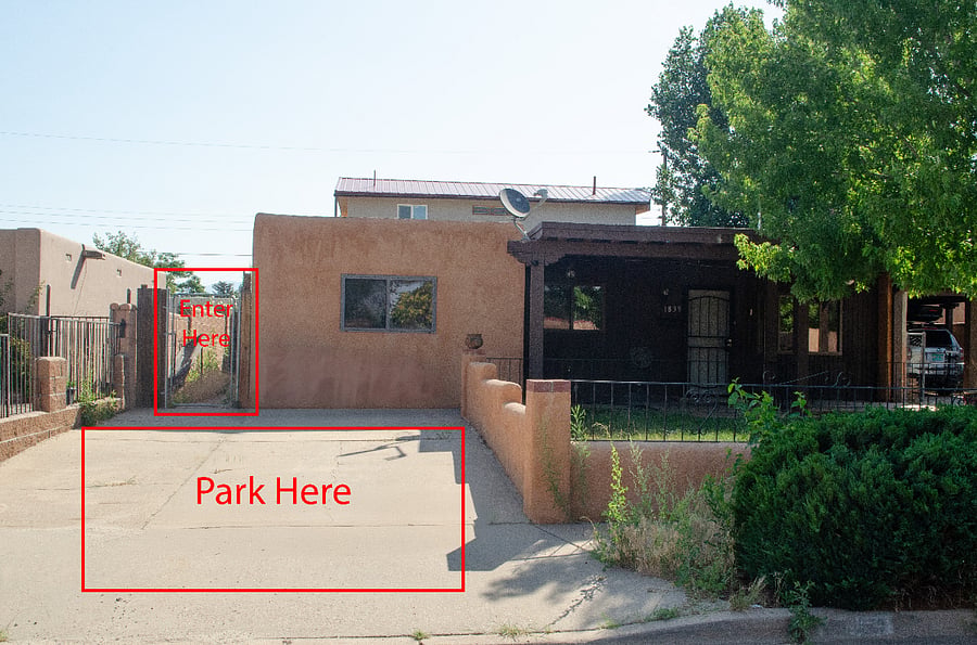 Driveway and entrance to the casita in the back