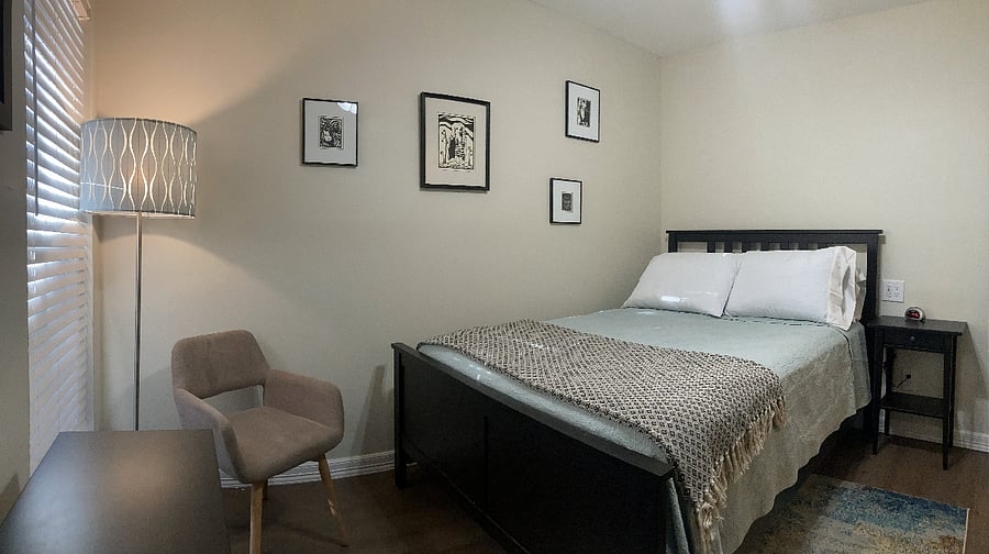 Bedroom #3 Full Size Bed, Alarm clock, and USB Charging outlet