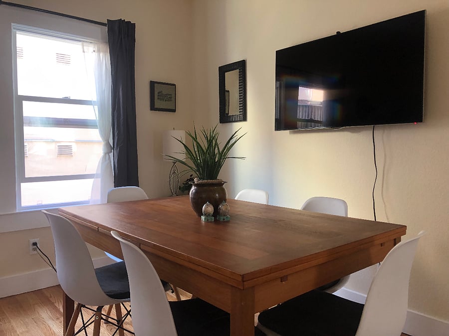 Large Dining Room Table extends to seat up to 8 people