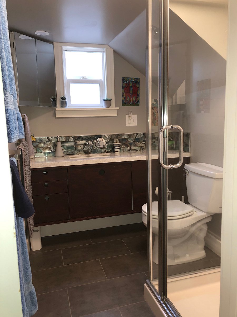 Modern bathroom with abundant counter space