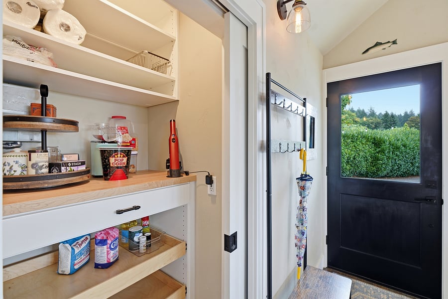 Pantry with pocket door
