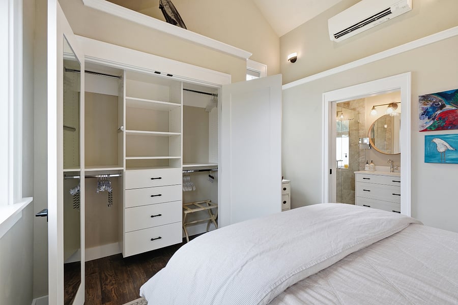 Bedroom #1 with en-suite bathroom. in room control Mini split heat and A/C.