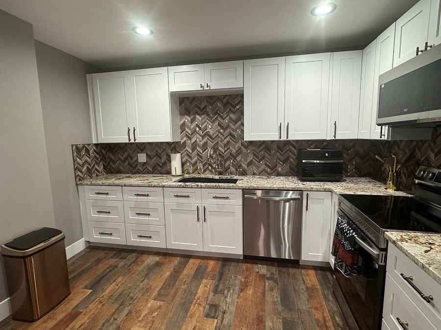 Microwave, Stove, Dishwasher, Fridge and Toaster 
Oven