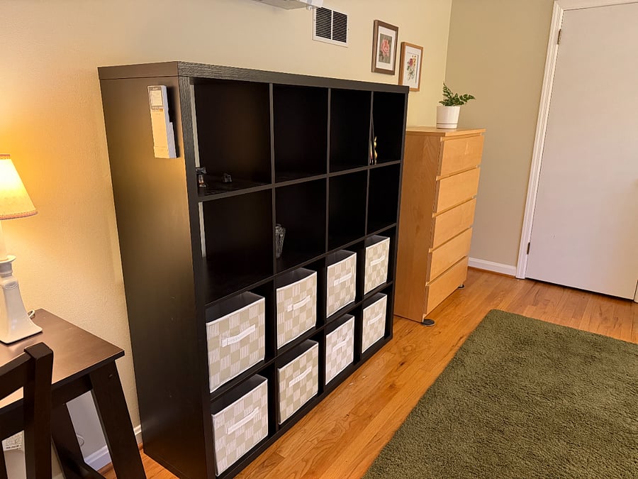 Cubby storage in room