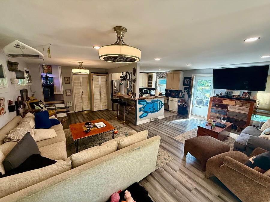 View from the sunroom into the living