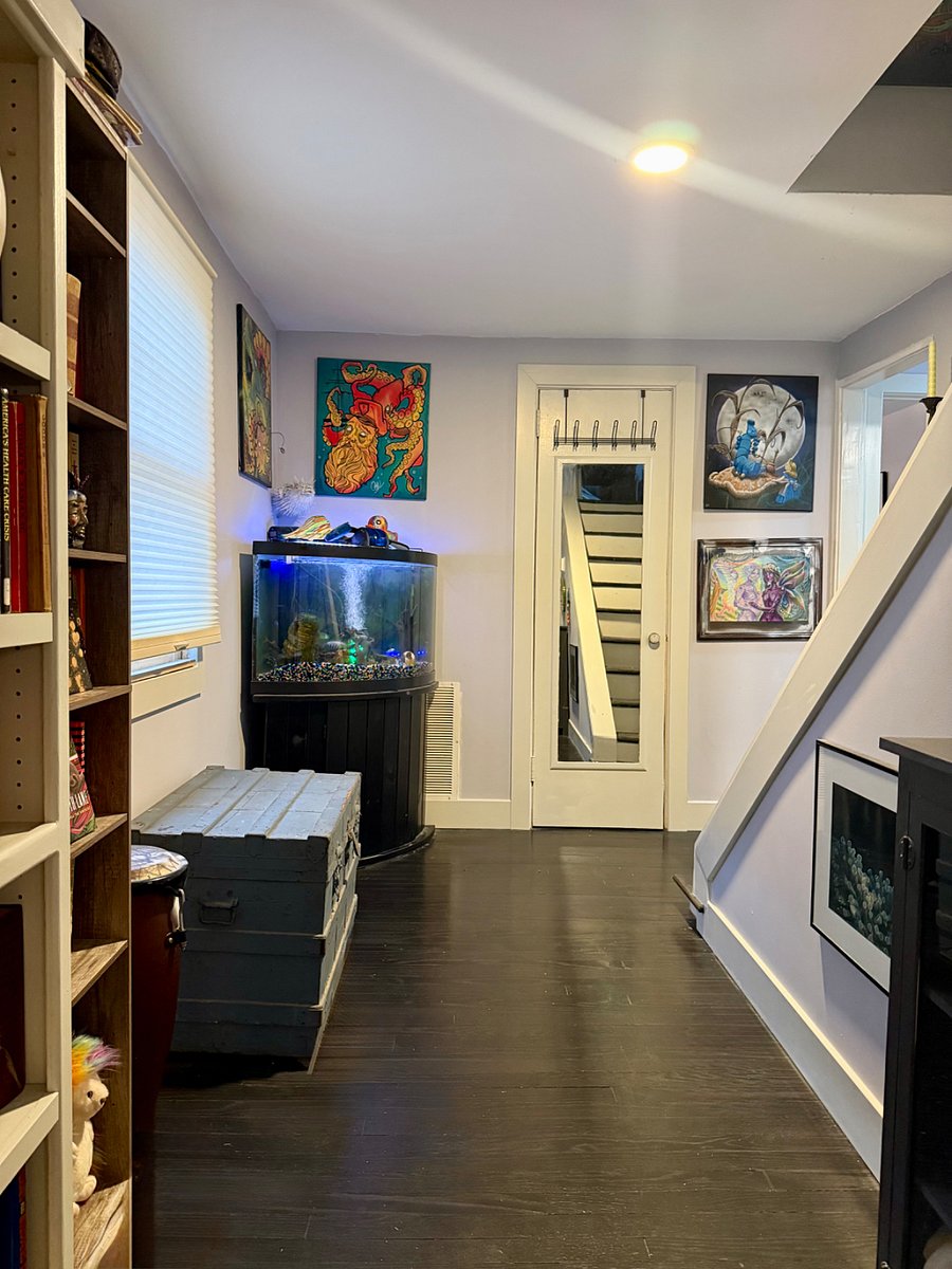 Hallway to the bathroom from living room 