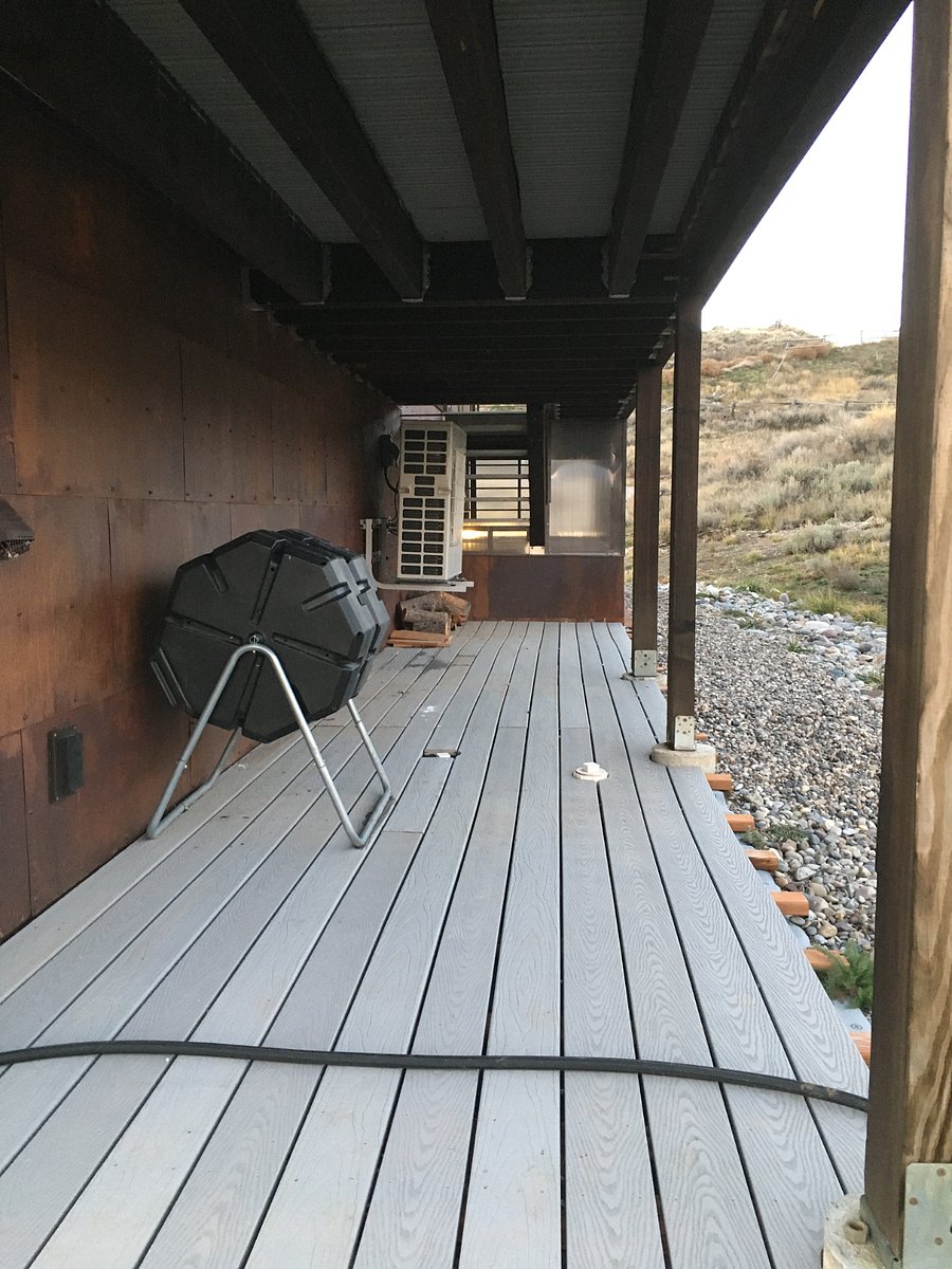 Outside storage space beneath the upper deck. 