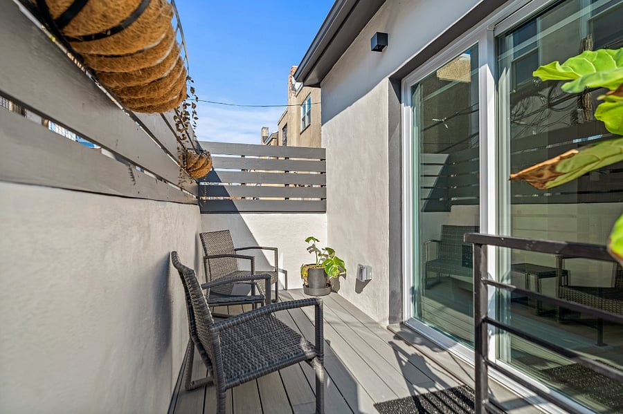 Shared, outdoor patio area next to kitchen
