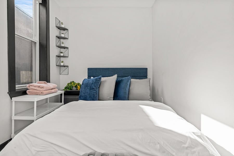 2nd floor, private, middle bedroom (shared bathroom on 2nd floor); full-sized bed ($1100/month, wifi + utilities included) 