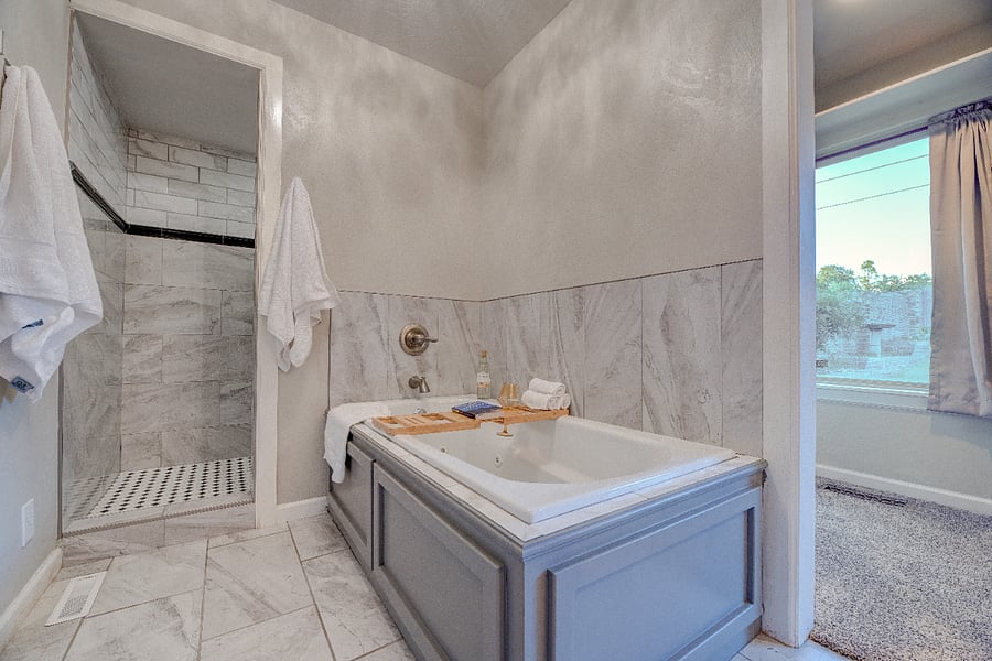 After a long day take a shower or relax in the jetted tub. 