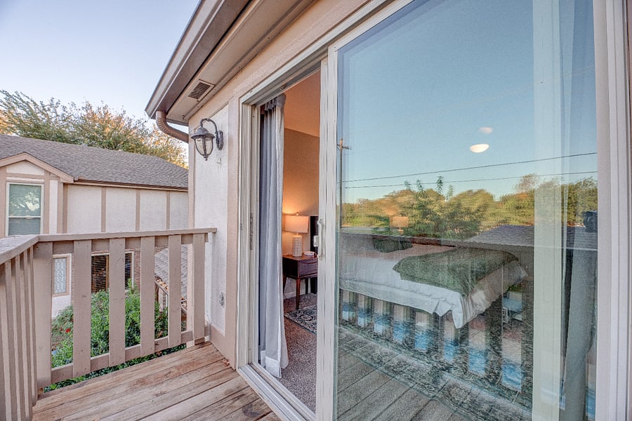 Private upstairs balcony with peaceful views  a quiet spot to unwind.
