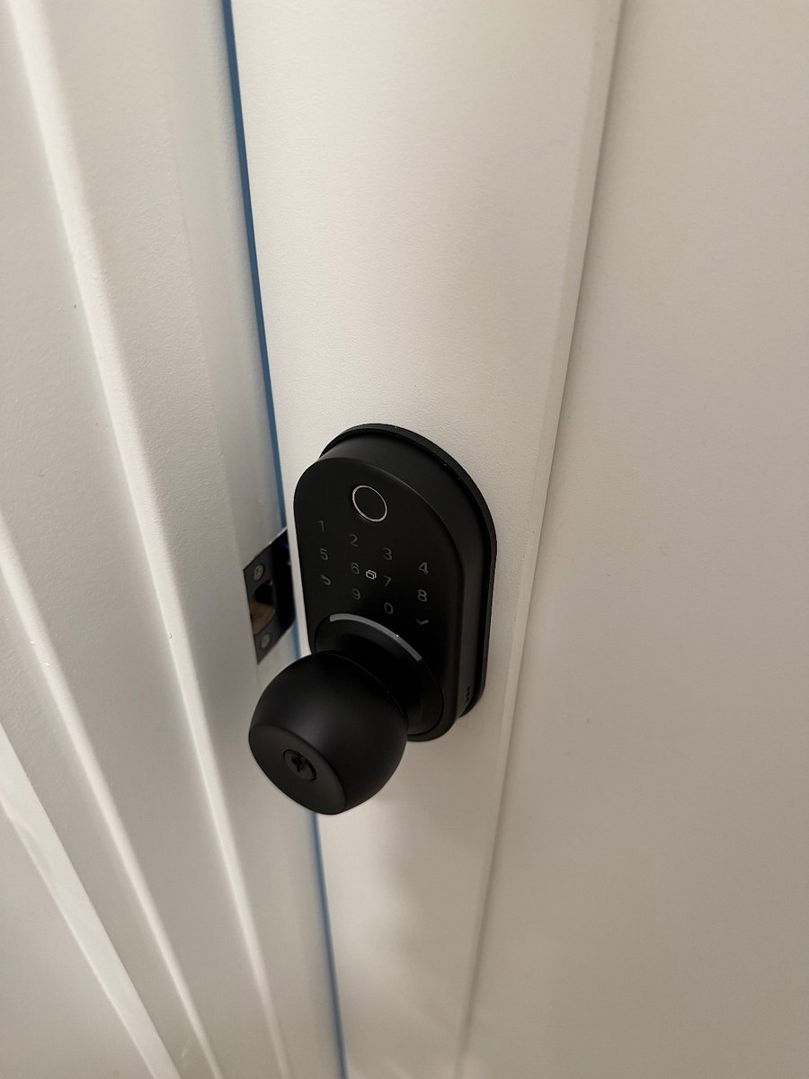Smart lock on bedroom door for extra privacy and security 