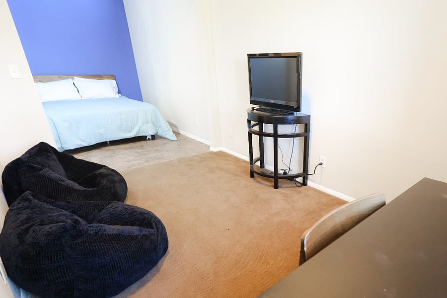 Loft area - Queen bed, desk, sitting space