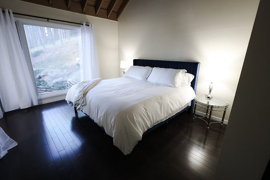 King bed on main floor