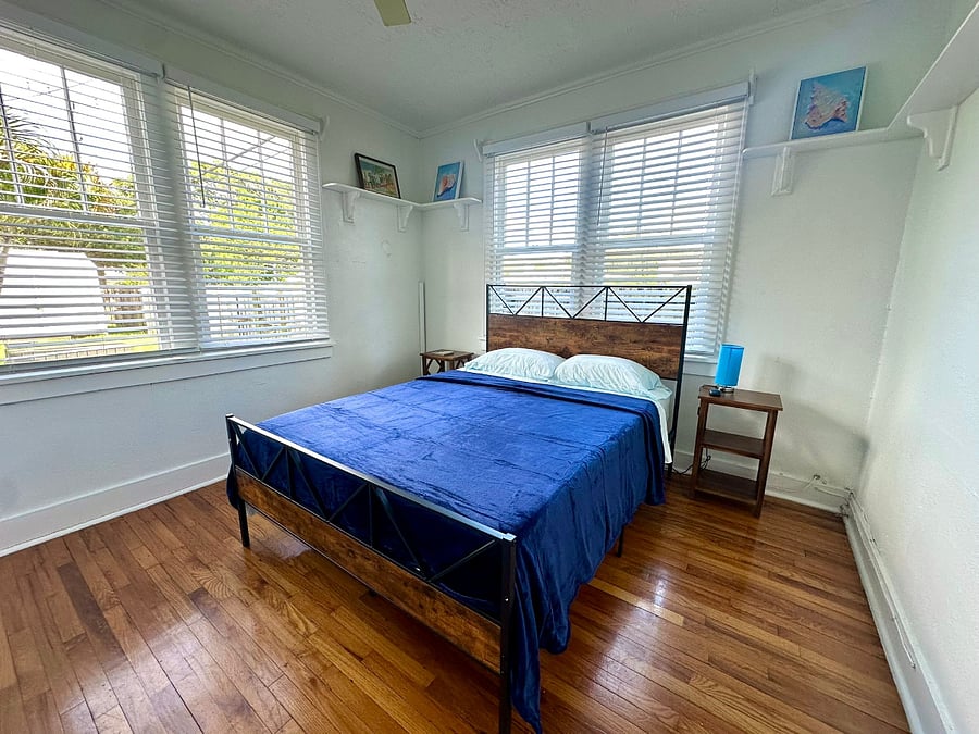 back bedroom as shown with included sheets and blanket