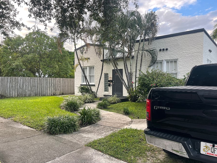your private parking spot - not on the street, but rather on the property's yard to the right of the front entrance