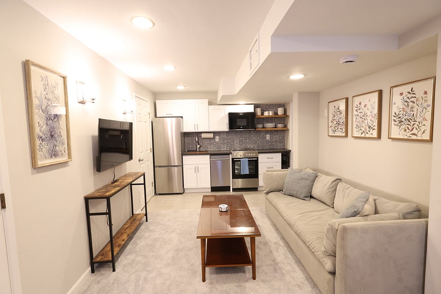 Living room and kitchen