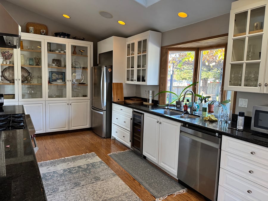 Kitchen w Wolf Range and wine fridge 