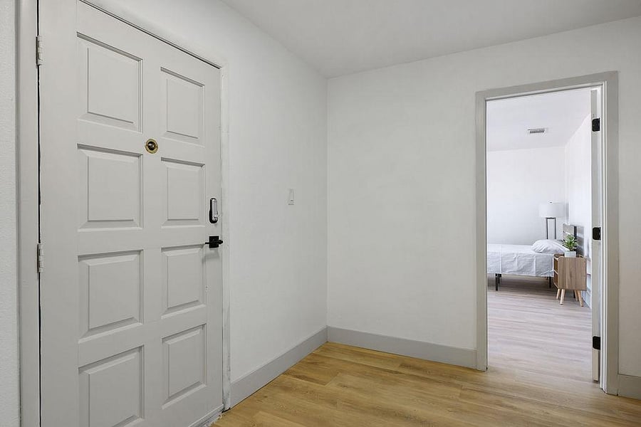 Front door and entry foyer