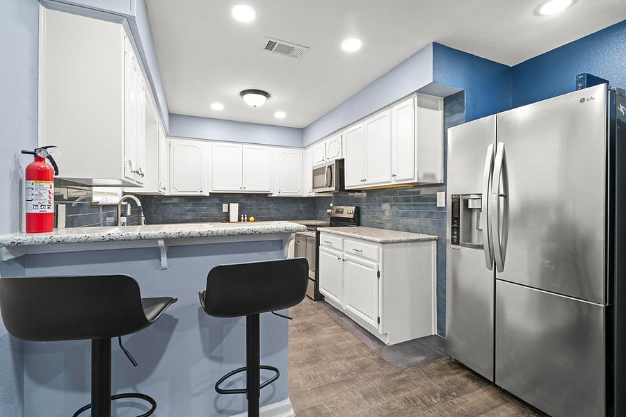 Kitchen with counter top seating