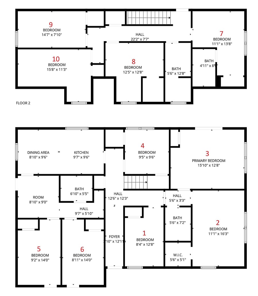 Floorplan with room numbers