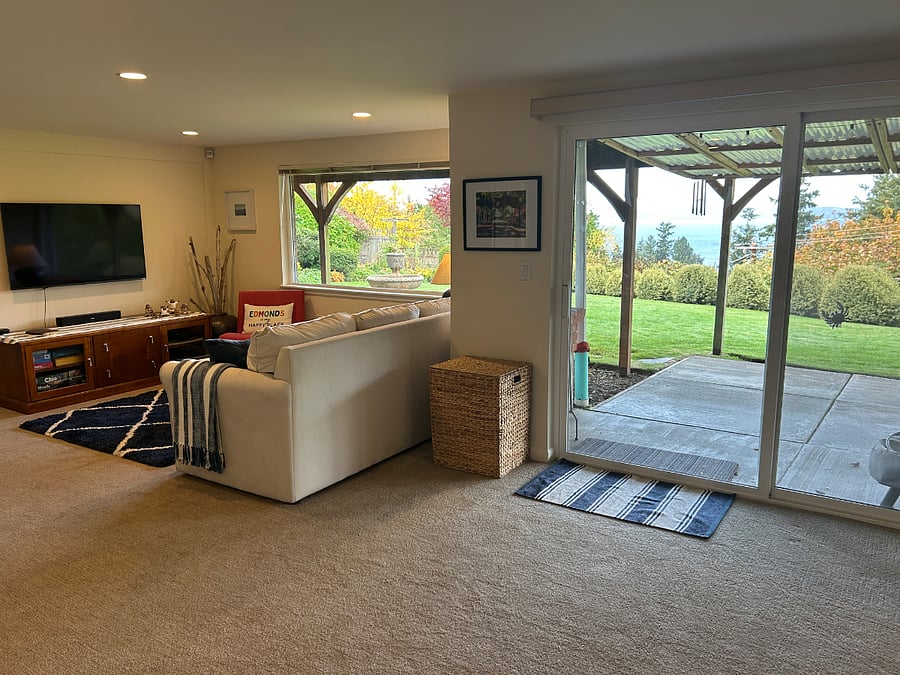 Glass slider door leads to your private patio.