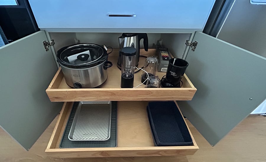 Well stocked kitchen.