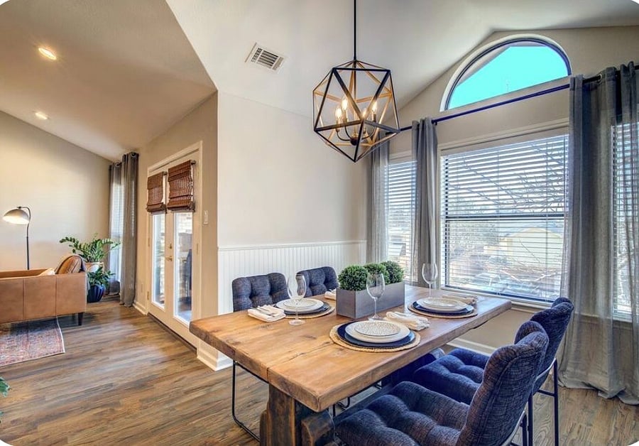 Dining room leading into the living room.