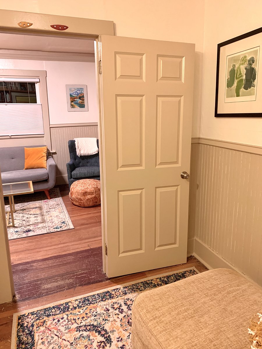 view from bonus room into the lving space