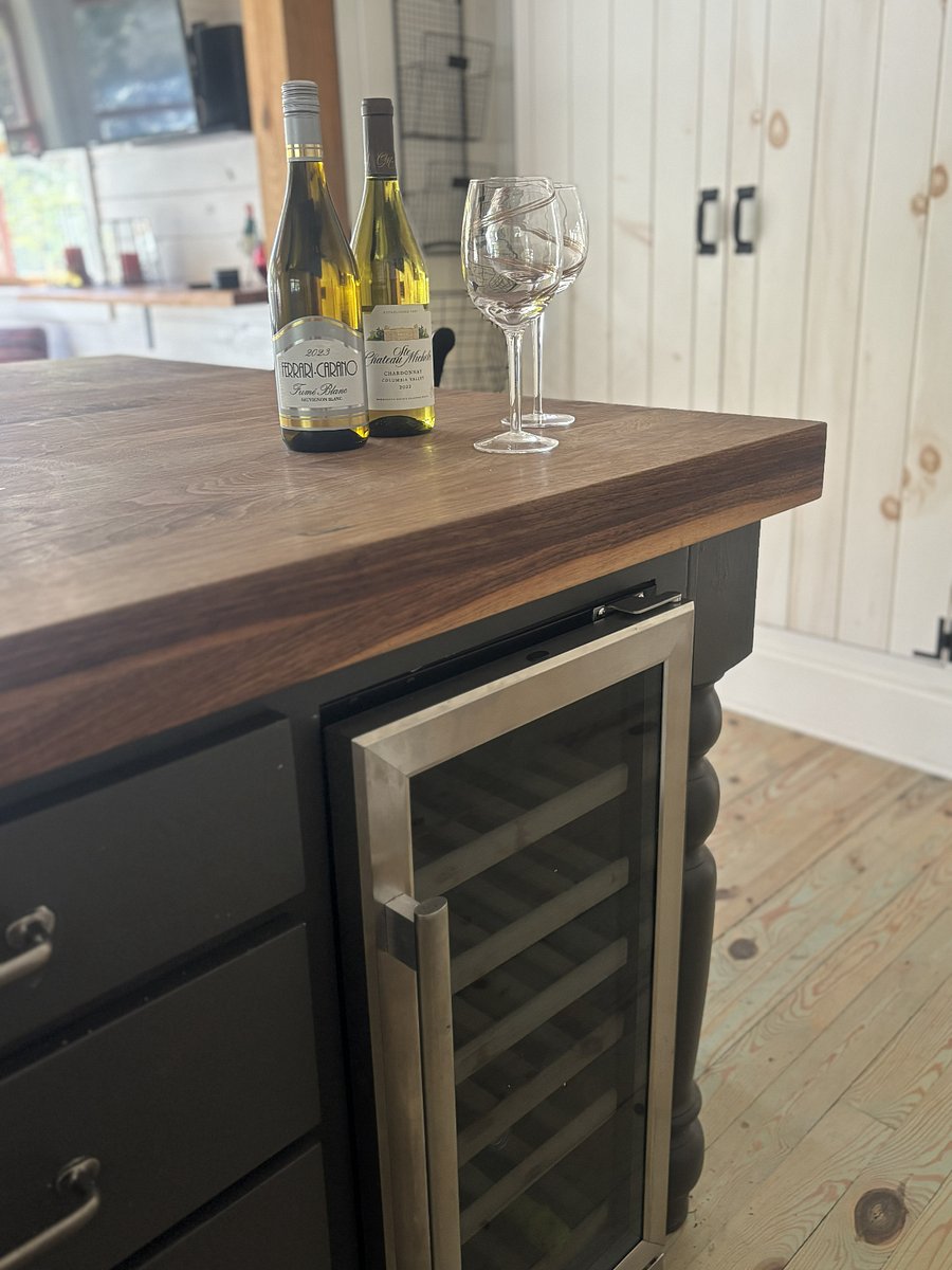 An under the counter wine fridge offers cold space for your beverages of choice.