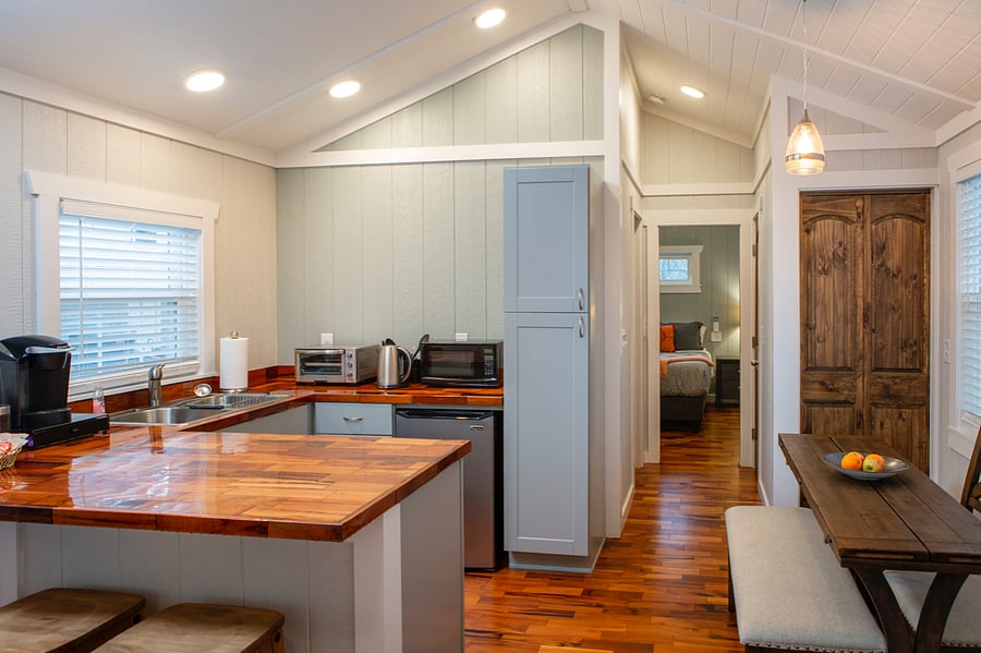 Kitchenette: microwave, Toaster/Convection Oven, Mini-fridge, basic dishes and pots & pans