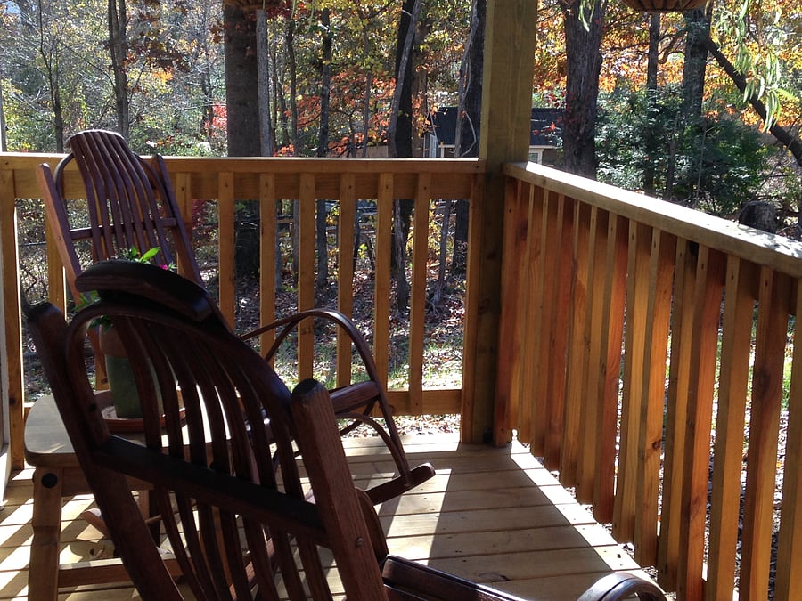 Front porch with rocking chairs