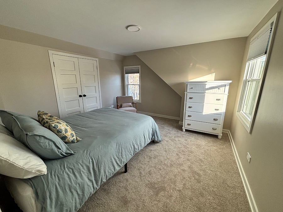 Enjoy light from two windows during the day and use the darkening shades for sleeping.
