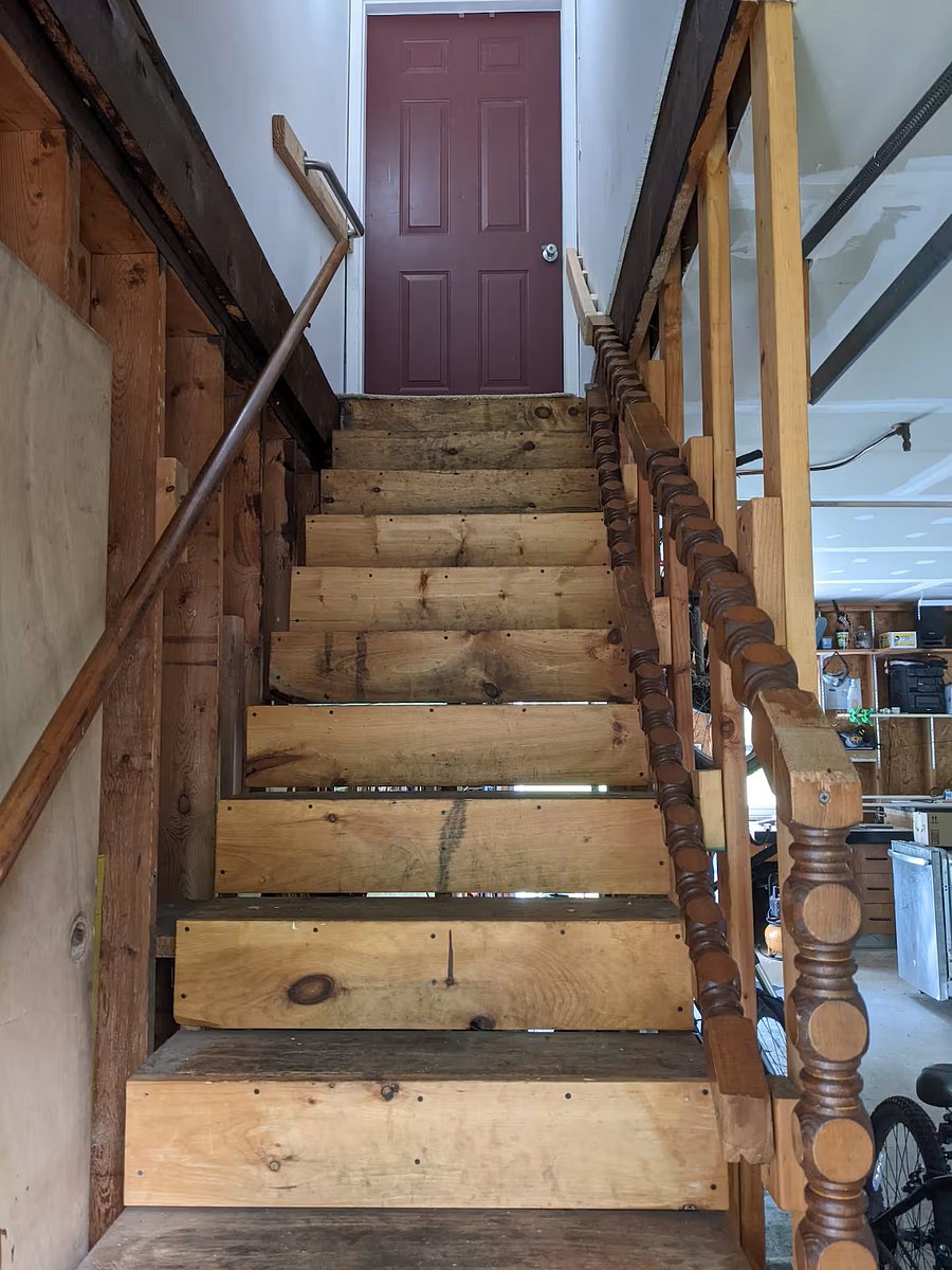 Walk up stairs to the apartment
