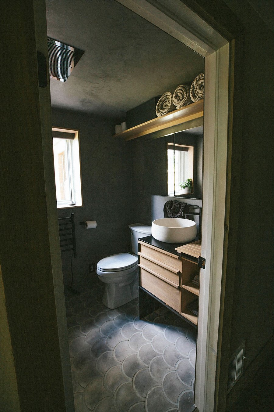 view of bathroom from hallway.