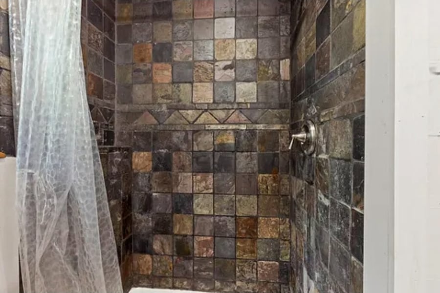 Bathroom shower, slate tile