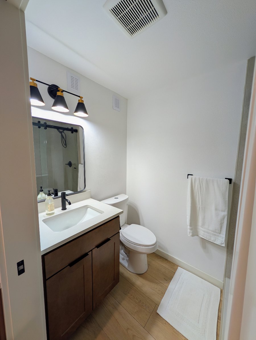 Supplied with starter bathroom cleaning supplies