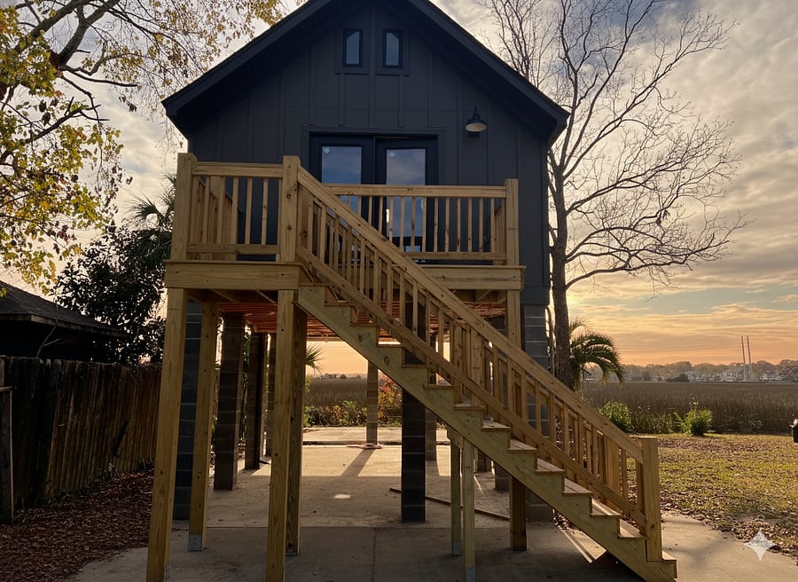 This is a picture of the exterior of the home and parking is available right in front of the home. 