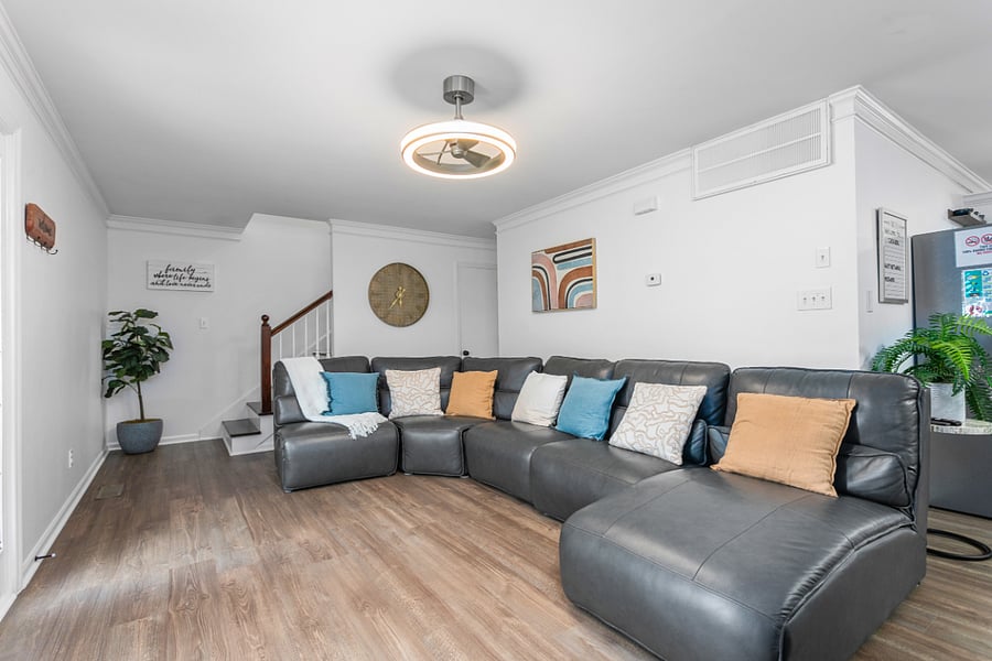 Living Room located on primary floor near main entrance door.