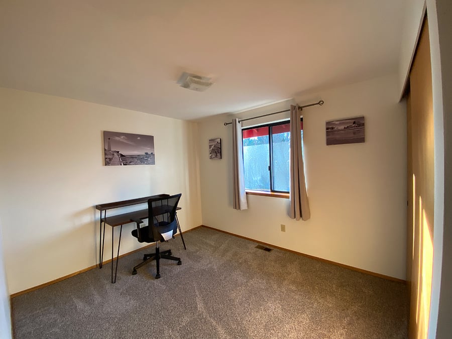 This is the dedicated workspace that has plenty of room to be a workout space, baby room, storage etc. If you would prefer to use this as a bedroom for another person, I can put a full size bed in here for another $200/month. There is a full closet.
