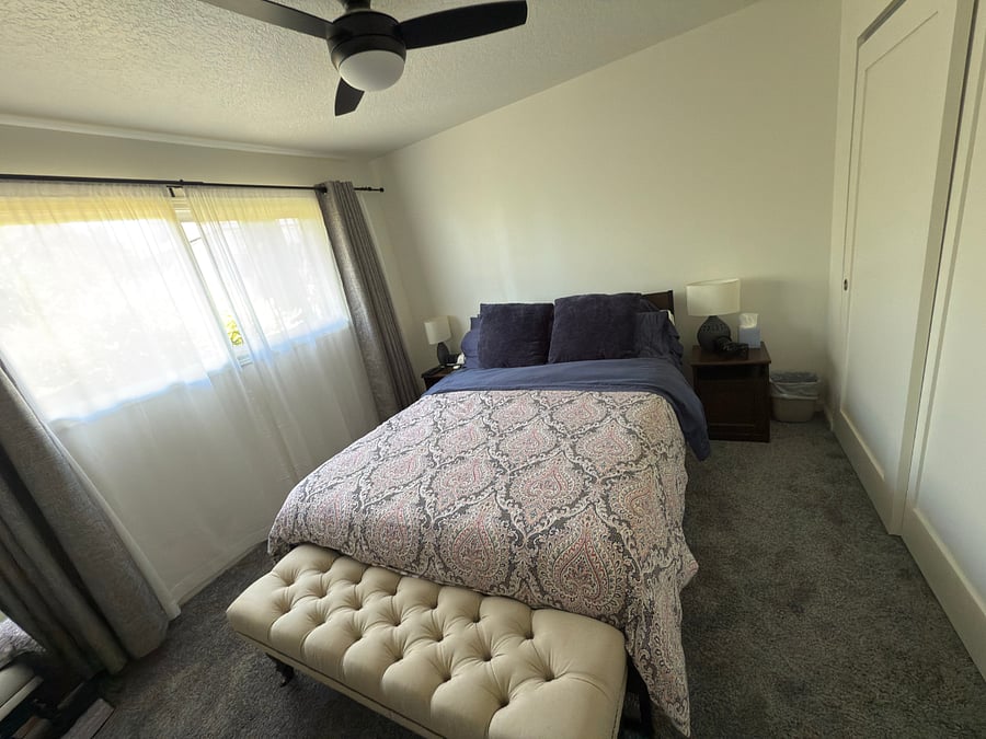 Great light, spacious closet, ceiling fan