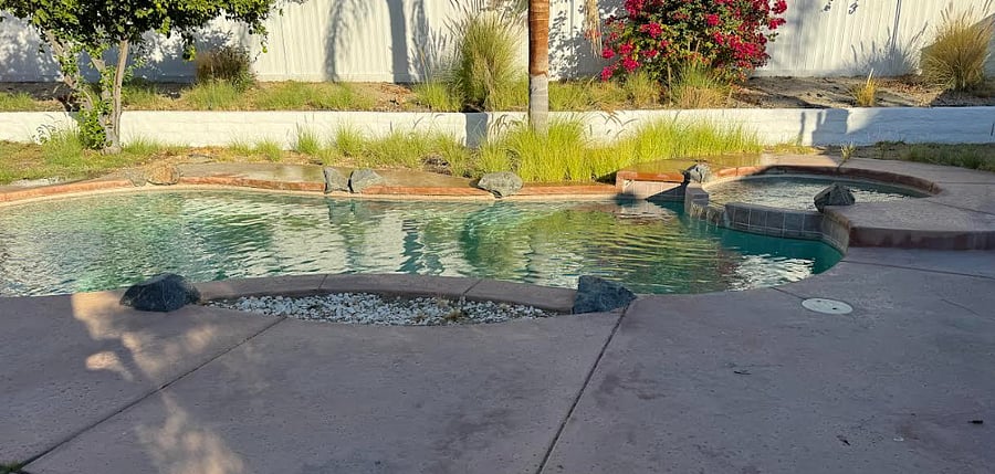 Pool with hot tub