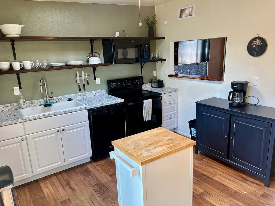 Fully stocked kitchen for home cooking