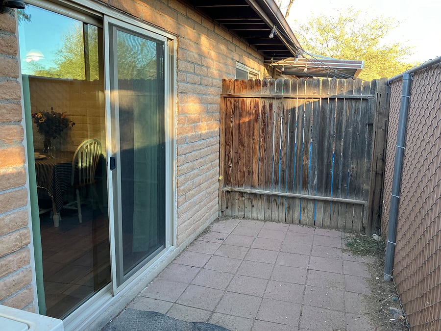 Small private back patio